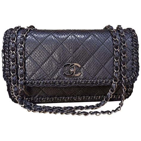 chanel 17s neon black python bag|Chanel Python Bag .